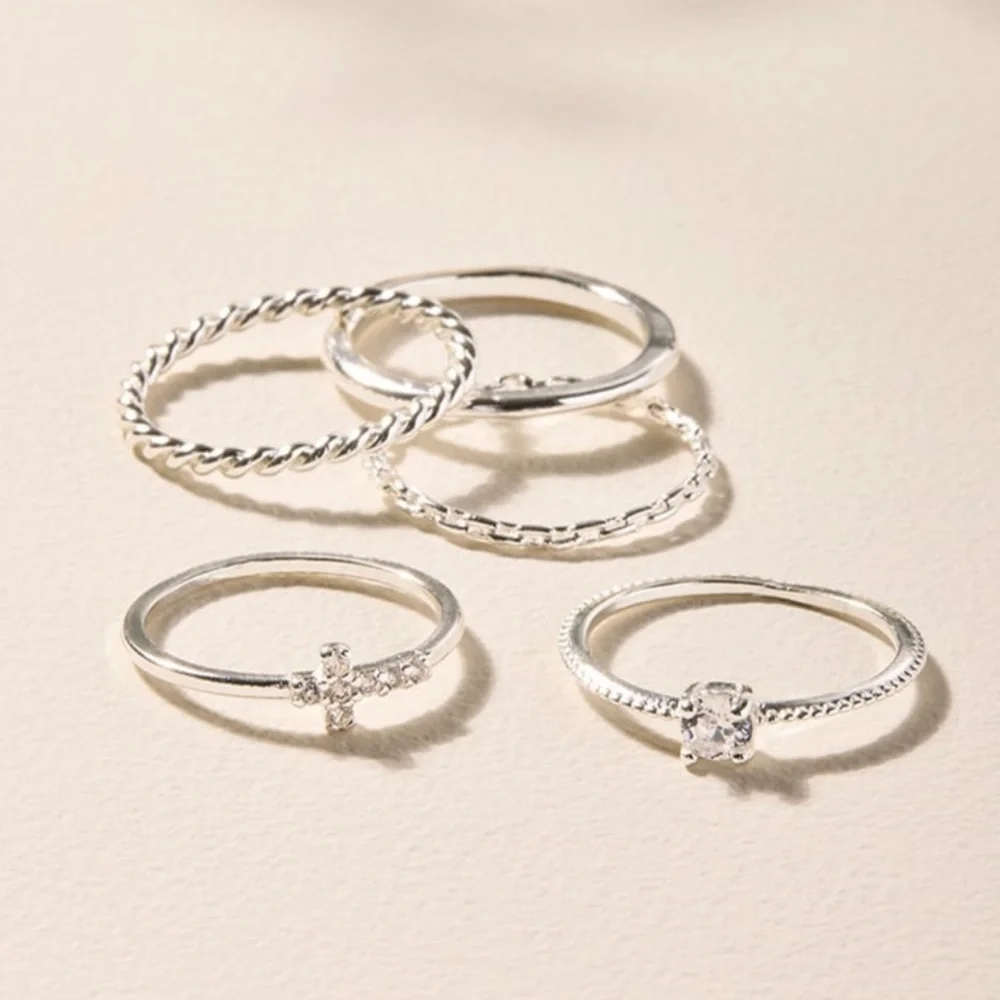 Francesca's Collections Silver Ring Stacking Set Assorted Sizes